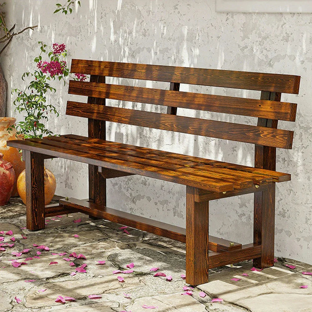 SOLARA Outdoor Seat, 2.5cm Integrated Frame, Garden Seating Wood Wooden Solid - Bench Length, - Patio Thick 120cm Durable Brown