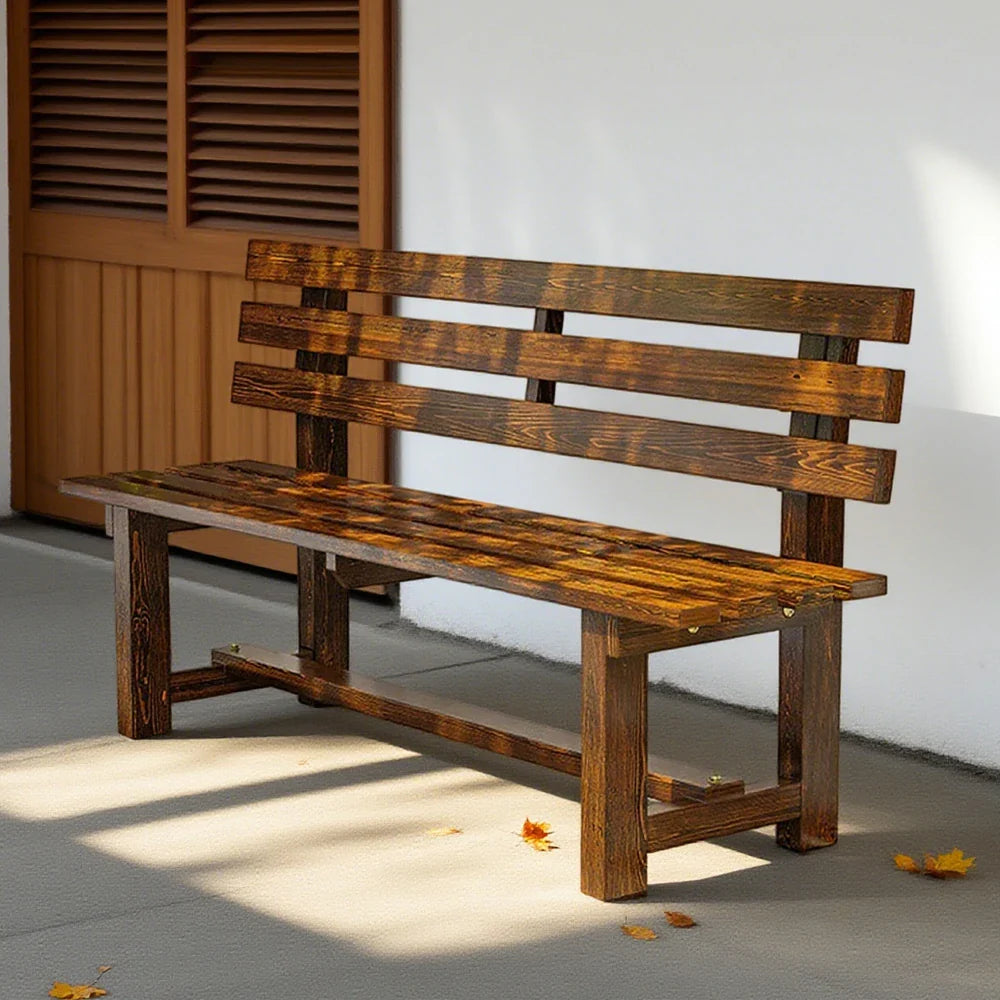 SOLARA Outdoor Seat, 2.5cm Integrated Frame, Garden Seating Wood Wooden Solid - Bench Length, - Patio Thick 120cm Durable Brown