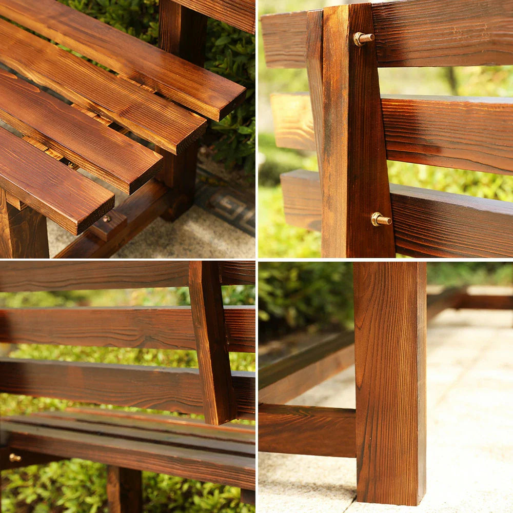 SOLARA Outdoor Seat, 2.5cm Integrated Frame, Garden Seating Wood Wooden Solid - Bench Length, - Patio Thick 120cm Durable Brown