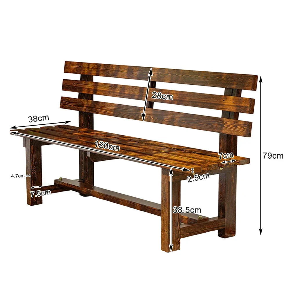 SOLARA Outdoor Seat, 2.5cm Integrated Frame, Garden Seating Wood Wooden Solid - Bench Length, - Patio Thick 120cm Durable Brown