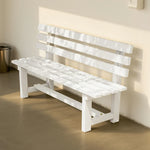 SOLARA Outdoor Bench 120cm Integrated Length, Durable - Solid Seating - Wood Garden Frame, Wooden Thick Patio Seat, 2.5cm White