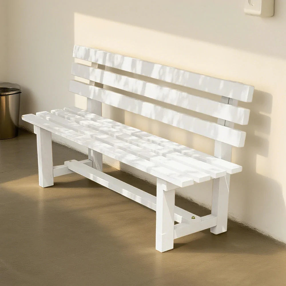 SOLARA Outdoor Bench 120cm Integrated Length, Durable - Solid Seating - Wood Garden Frame, Wooden Thick Patio Seat, 2.5cm White