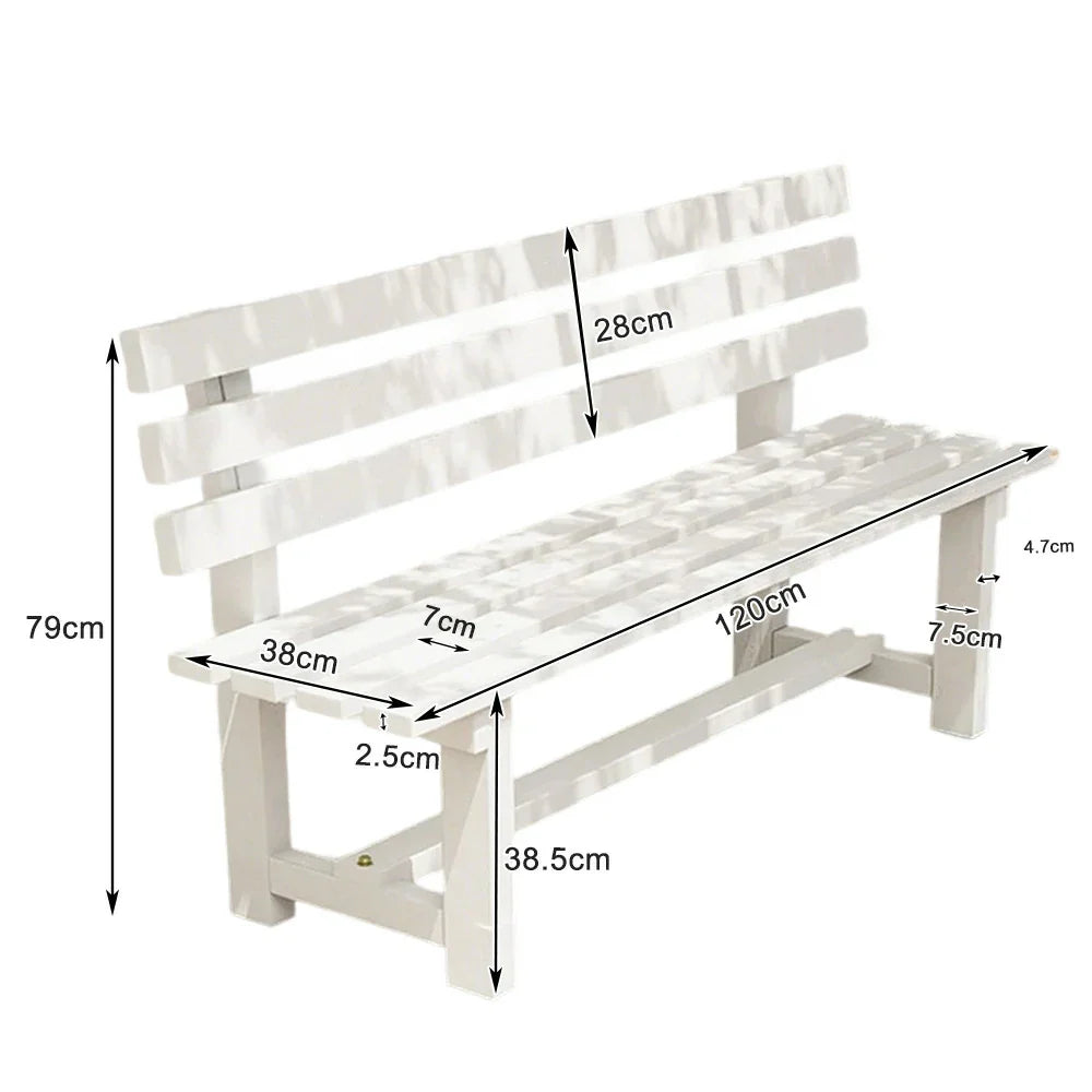 SOLARA Outdoor Bench 120cm Integrated Length, Durable - Solid Seating - Wood Garden Frame, Wooden Thick Patio Seat, 2.5cm White