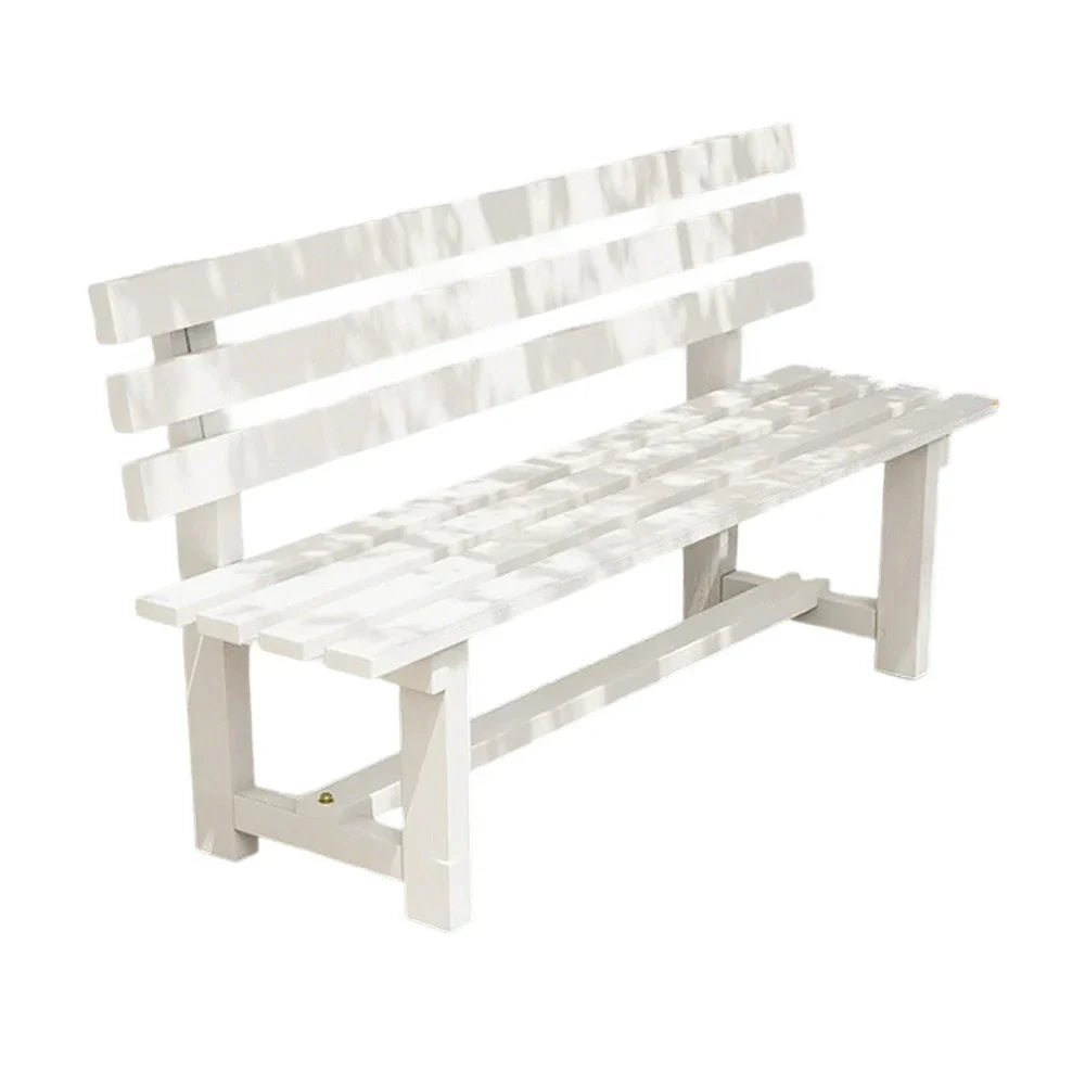 SOLARA Outdoor Bench 120cm Integrated Length, Durable - Solid Seating - Wood Garden Frame, Wooden Thick Patio Seat, 2.5cm White