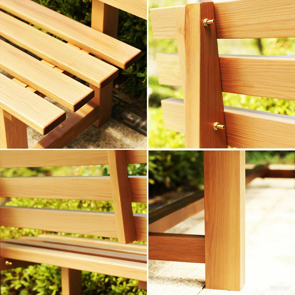 SOLARA Outdoor Integrated 120cm Bench 2.5cm - Wood Durable Patio Thick Garden Seating Length, Solid Seat, Frame, Wooden - Yellow