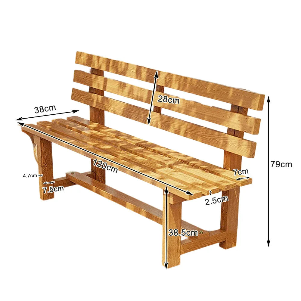 SOLARA Outdoor Integrated 120cm Bench 2.5cm - Wood Durable Patio Thick Garden Seating Length, Solid Seat, Frame, Wooden - Yellow