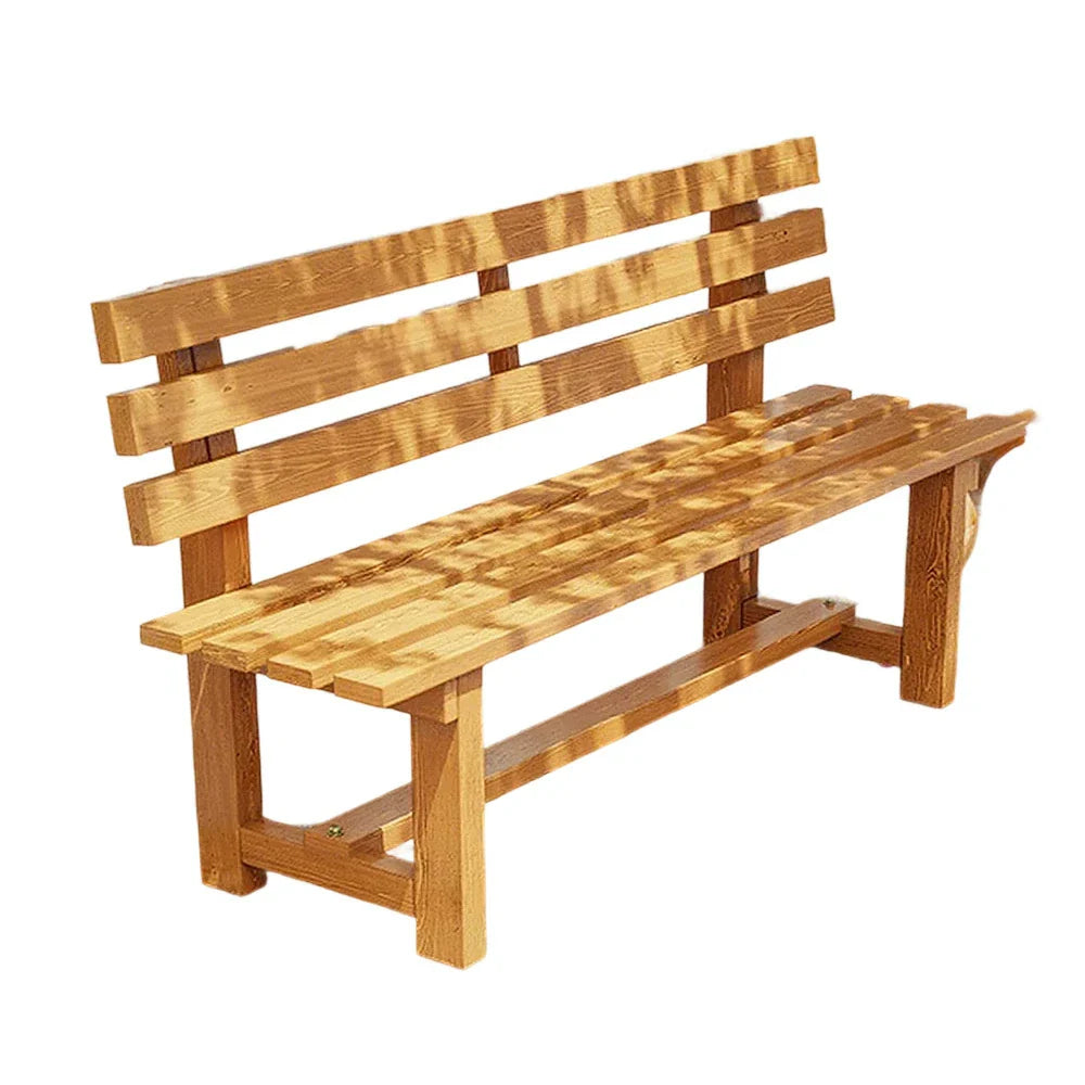 SOLARA Outdoor Integrated 120cm Bench 2.5cm - Wood Durable Patio Thick Garden Seating Length, Solid Seat, Frame, Wooden - Yellow