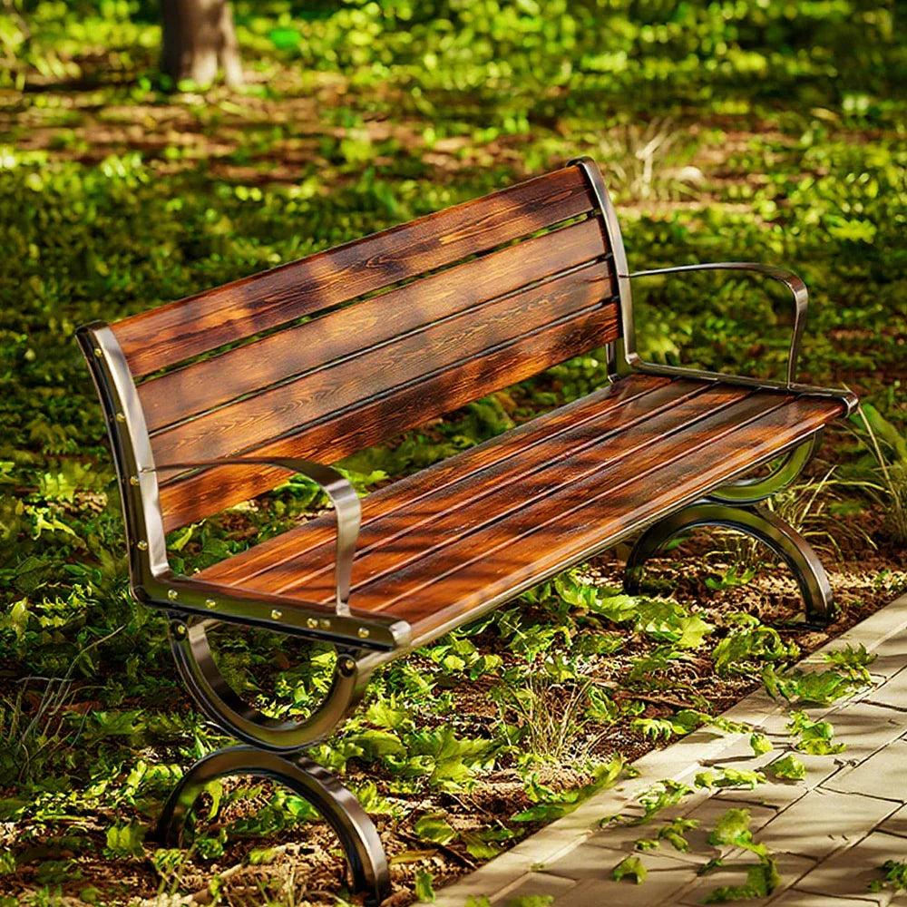 SOLARA Outdoor Patio Courtyard Use - Seating, Backrest Durable Garden 150cm with - Structure Reinforced for Bench Wooden Brown