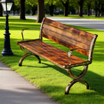 SOLARA Outdoor Patio Courtyard Use - Seating, Backrest Durable Garden 150cm with - Structure Reinforced for Bench Wooden Brown