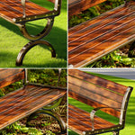 SOLARA Outdoor Patio Courtyard Use - Seating, Backrest Durable Garden 150cm with - Structure Reinforced for Bench Wooden Brown