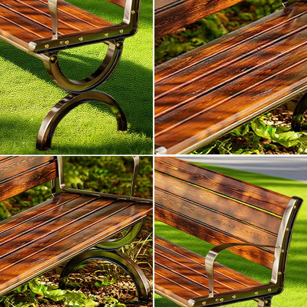 SOLARA Outdoor Patio Courtyard Use - Seating, Backrest Durable Garden 150cm with - Structure Reinforced for Bench Wooden Brown