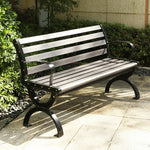 SOLARA Outdoor Patio Seating, for Bench Backrest Garden with - Courtyard Wooden - Durable Reinforced Use 150cm Structure Grey