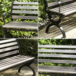 SOLARA Outdoor Patio Seating, for Bench Backrest Garden with - Courtyard Wooden - Durable Reinforced Use 150cm Structure Grey