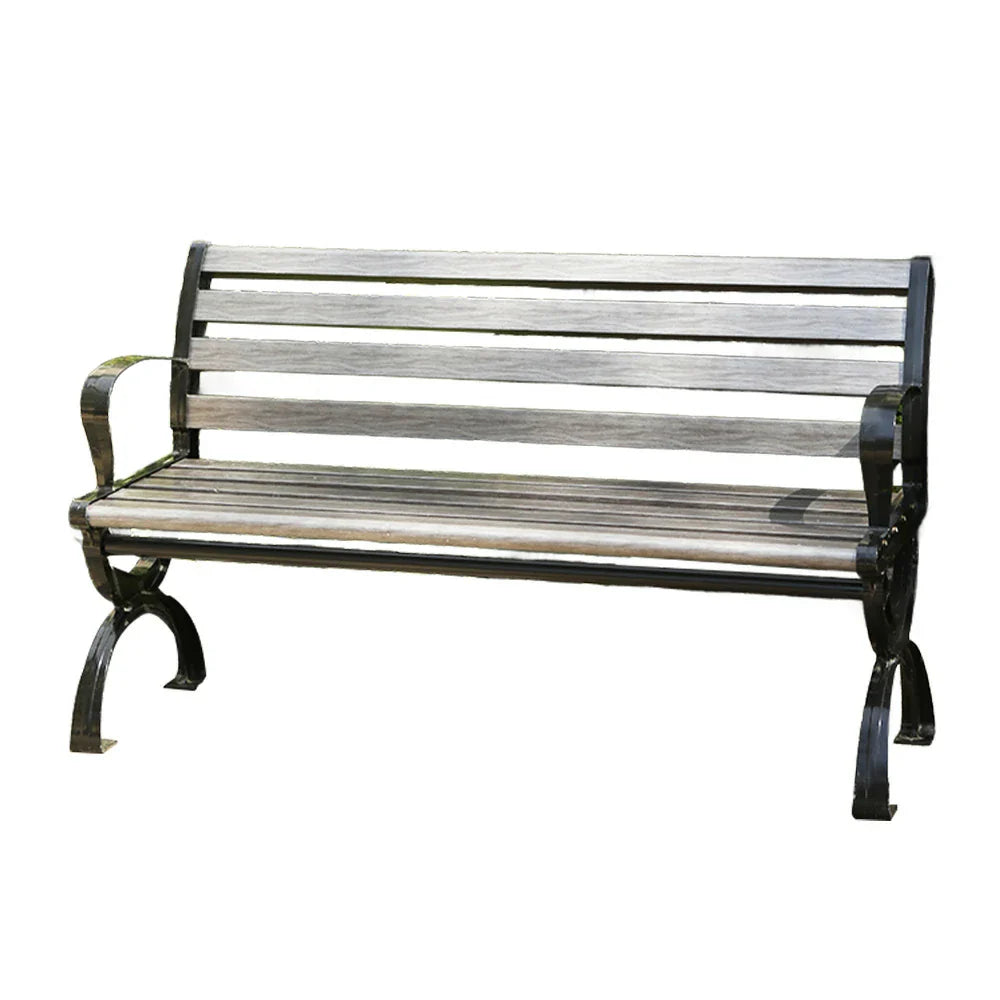 SOLARA Outdoor Patio Seating, for Bench Backrest Garden with - Courtyard Wooden - Durable Reinforced Use 150cm Structure Grey