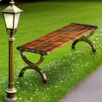 SOLARA Outdoor Garden Patio for Bench with Metal Wooden Seating, Use Reinforced - 150cm Durable Structure Courtyard Frame Brown