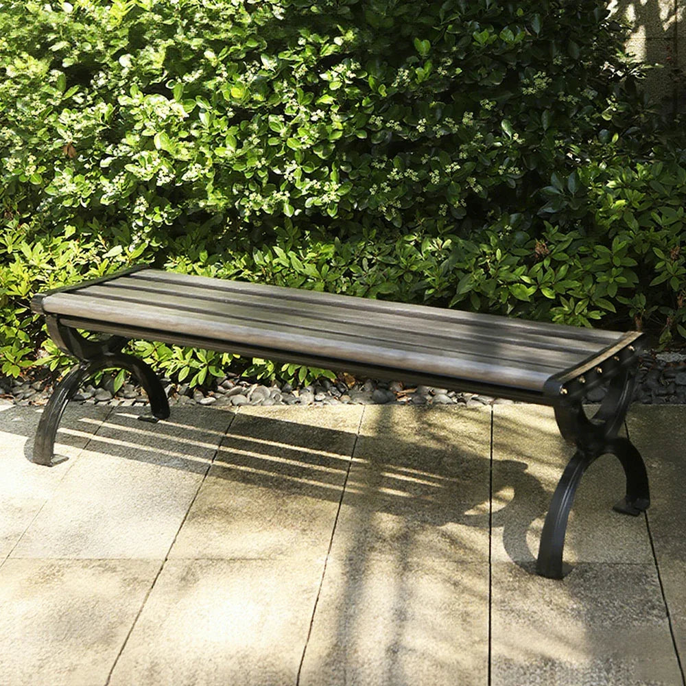SOLARA Outdoor with Courtyard Wooden Structure Garden Use Frame Metal - Bench for Patio Reinforced 150cm Durable - Seating, Grey