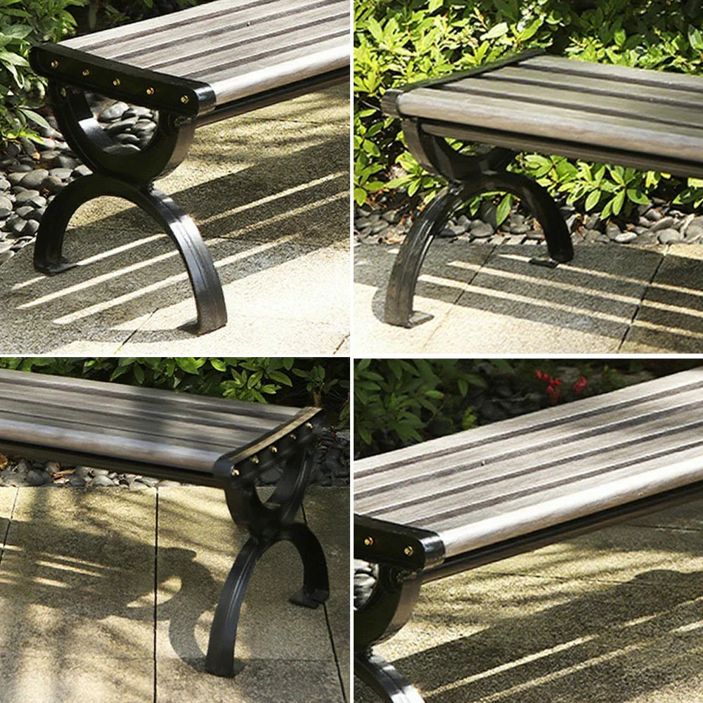 SOLARA Outdoor with Courtyard Wooden Structure Garden Use Frame Metal - Bench for Patio Reinforced 150cm Durable - Seating, Grey