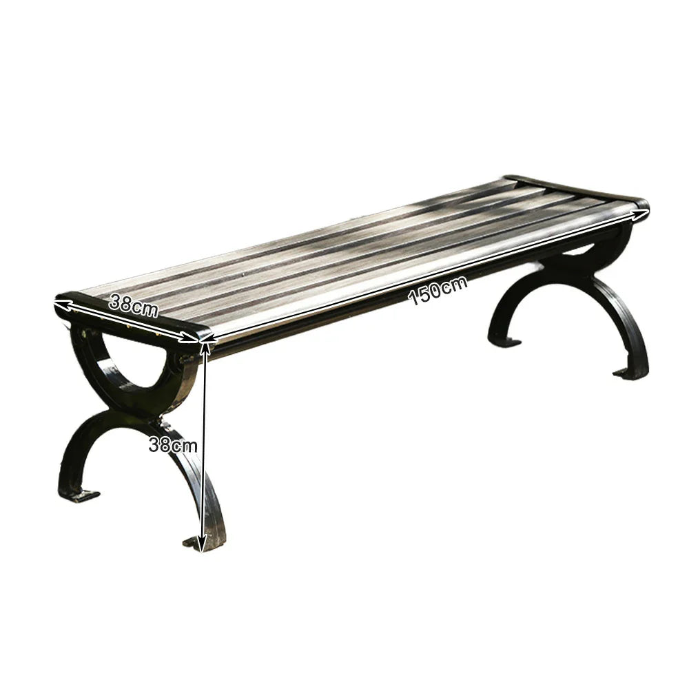SOLARA Outdoor with Courtyard Wooden Structure Garden Use Frame Metal - Bench for Patio Reinforced 150cm Durable - Seating, Grey
