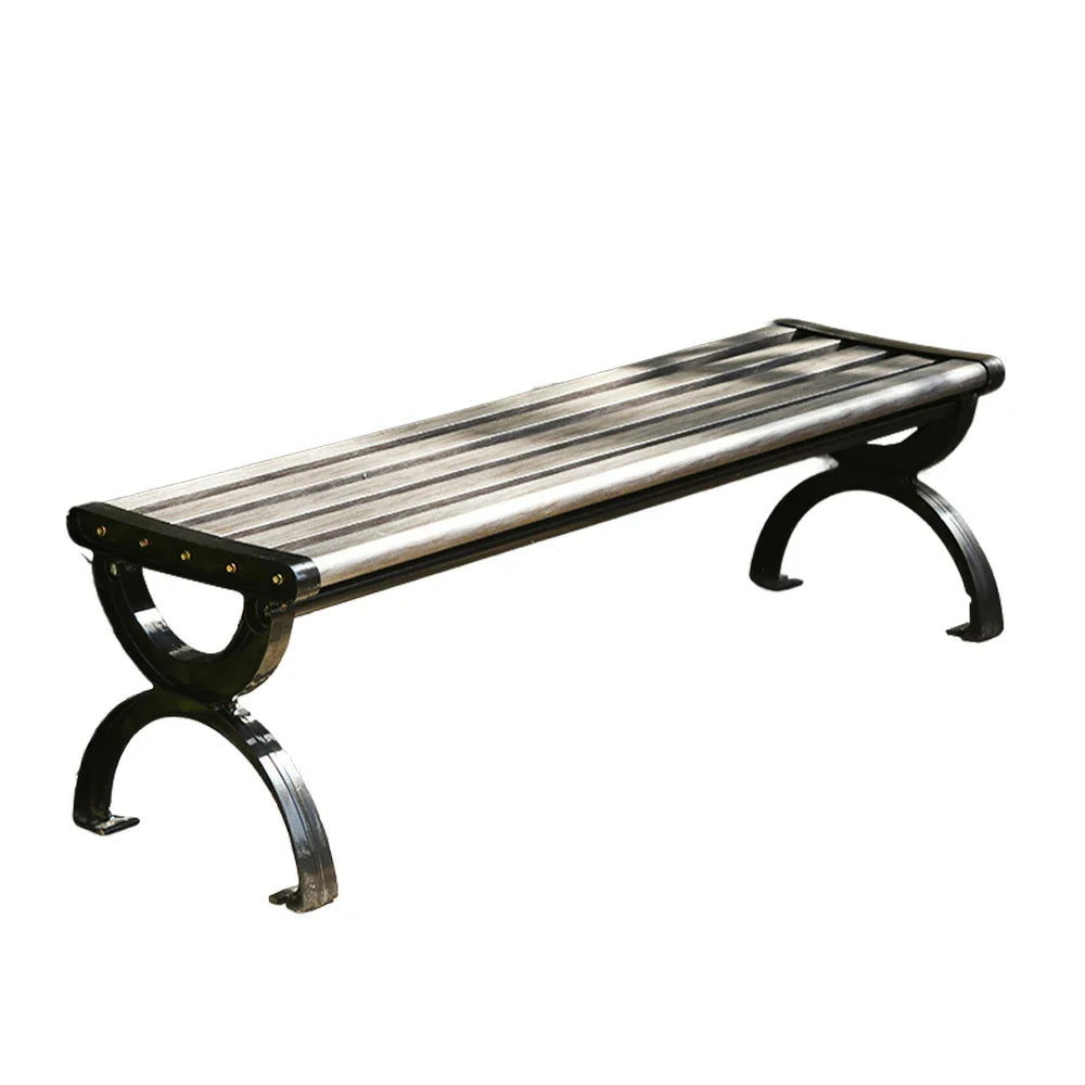 SOLARA Outdoor with Courtyard Wooden Structure Garden Use Frame Metal - Bench for Patio Reinforced 150cm Durable - Seating, Grey
