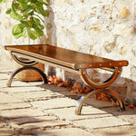 SOLARA Outdoor Wooden Solid Board Reinforced Seating, Courtyard Design, One-Piece Bench for Frame - 150cm Use - Garden Patio with Durable Structure Metal Brown