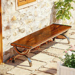 SOLARA Outdoor Wooden Solid Board Reinforced Seating, Courtyard Design, One-Piece Bench for Frame - 150cm Use - Garden Patio with Durable Structure Metal Brown