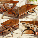 SOLARA Outdoor Wooden Solid Board Reinforced Seating, Courtyard Design, One-Piece Bench for Frame - 150cm Use - Garden Patio with Durable Structure Metal Brown