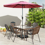 SOLARA Outdoor Chair Table, Steel Breathable Square Frame with Teslin Umbrella Sturdy Chairs, Glass Set - Table - Tempered Walnut