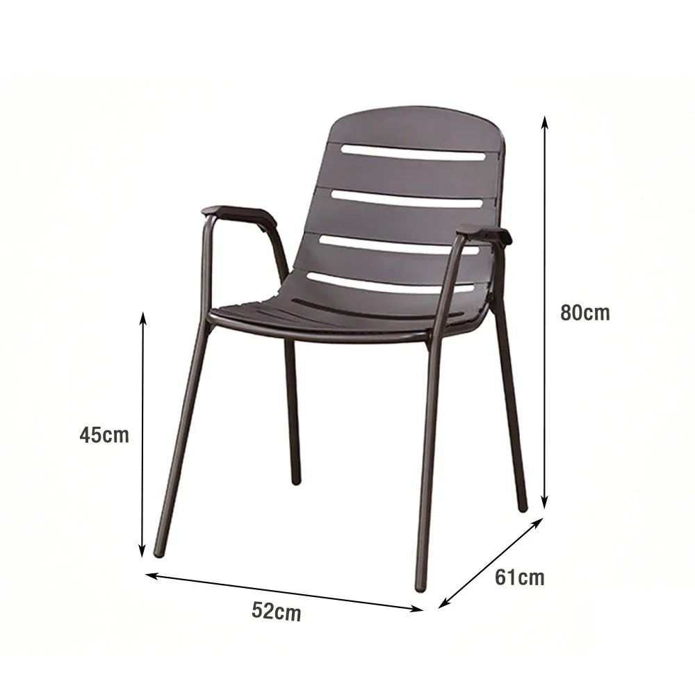 SOLARA Outdoor Chair Table, Steel Breathable Square Frame with Teslin Umbrella Sturdy Chairs, Glass Set - Table - Tempered Walnut