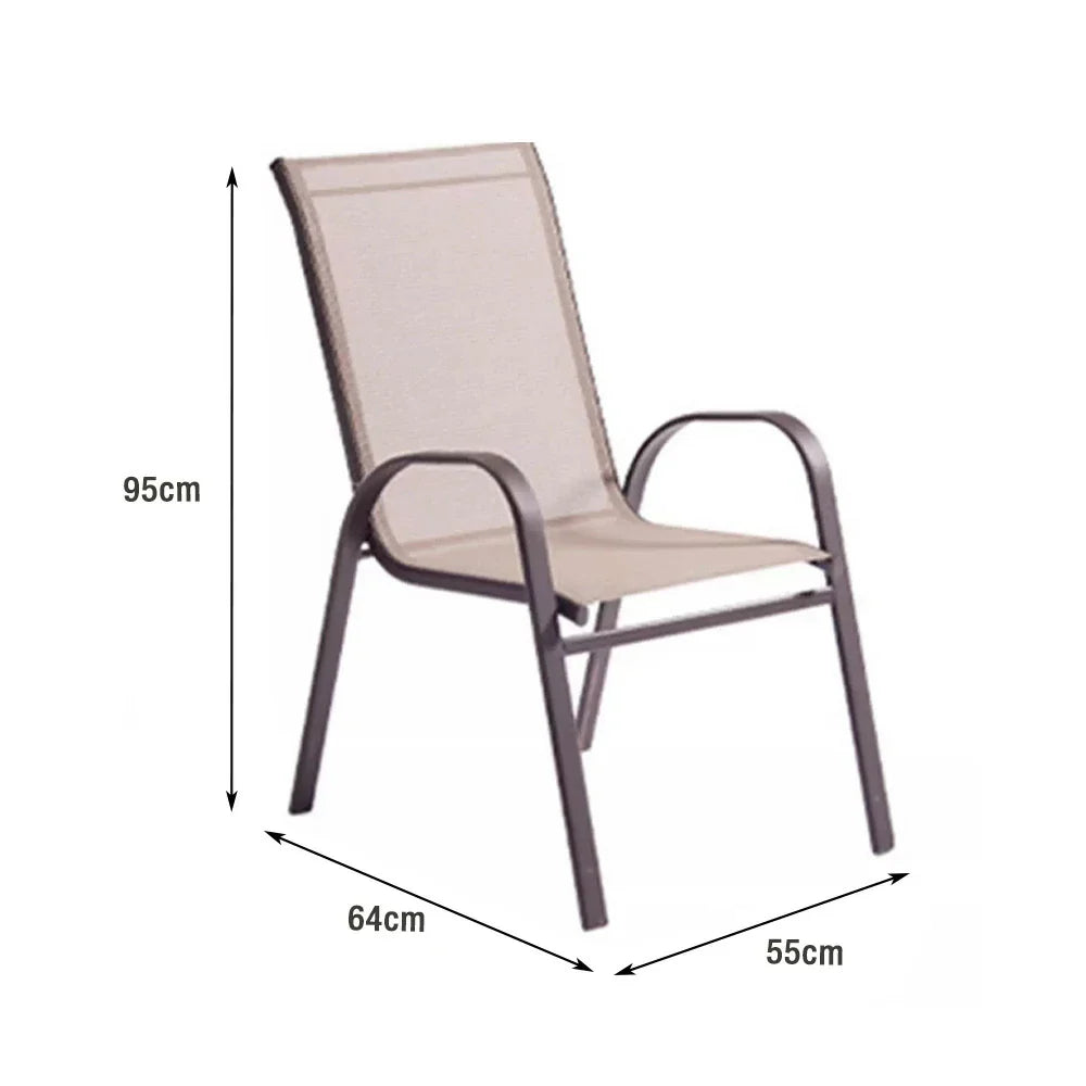 SOLARA Outdoor Chairs, Round Tempered Table Table, Frame Chair - Glass Umbrella Sturdy Breathable Set Teslin Steel with Khaki