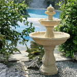 SOLARA Solar-Powered Water Fountain - Resin Fiberglass Sandstone Waterproof Durable Crack-Resistant in Cold Weather - Beige