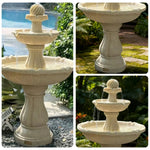 SOLARA Solar-Powered Water Fountain - Resin Fiberglass Sandstone Waterproof Durable Crack-Resistant in Cold Weather - Beige