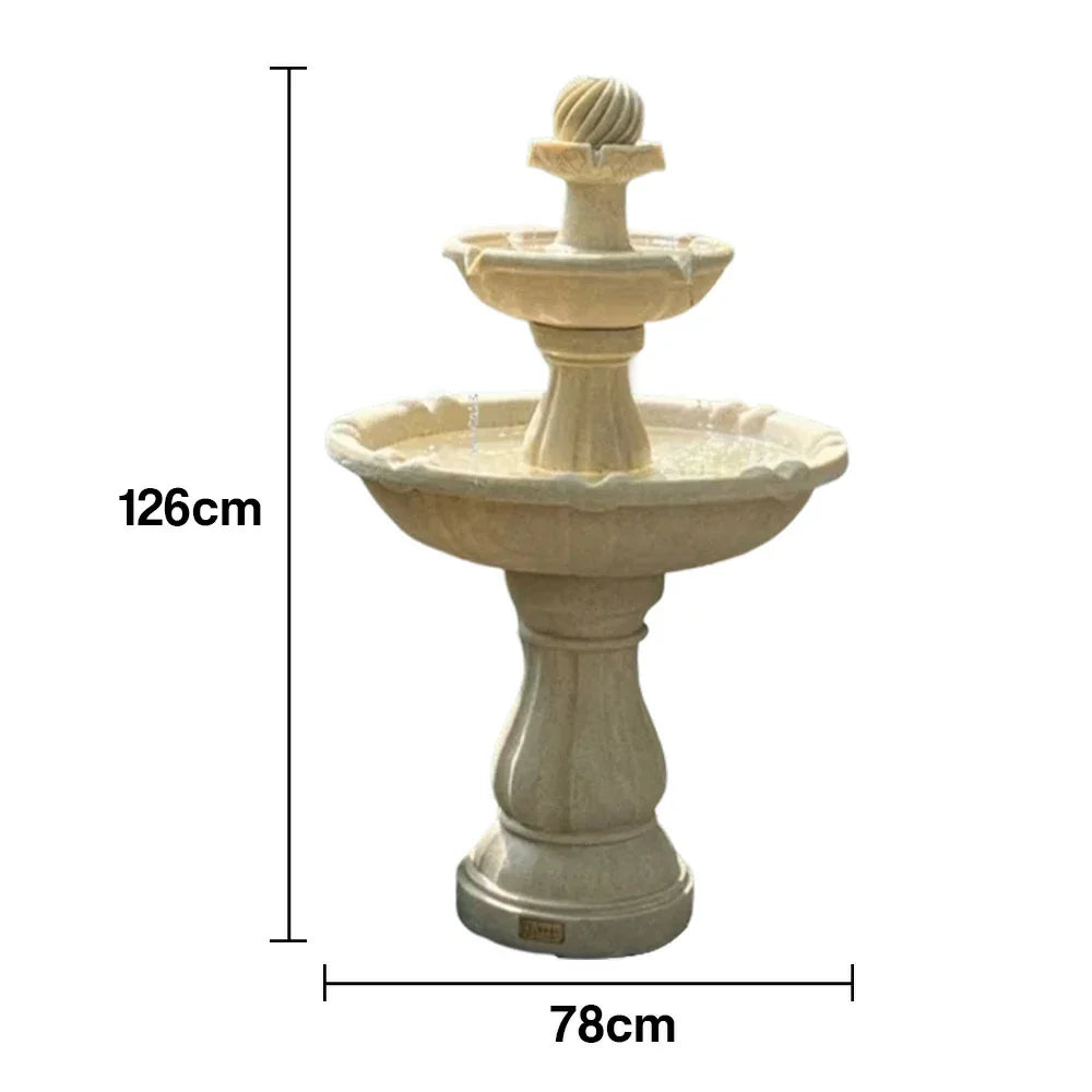 SOLARA Solar-Powered Water Fountain - Resin Fiberglass Sandstone Waterproof Durable Crack-Resistant in Cold Weather - Beige