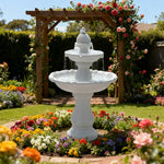 SOLARA Solar-Powered Water Fountain - Resin Fiberglass Sandstone Waterproof Durable Crack-Resistant in Cold Weather - White