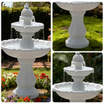 SOLARA Solar-Powered Water Fountain - Resin Fiberglass Sandstone Waterproof Durable Crack-Resistant in Cold Weather - White