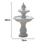 SOLARA Solar-Powered Water Fountain - Resin Fiberglass Sandstone Waterproof Durable Crack-Resistant in Cold Weather - White