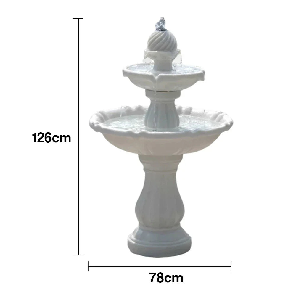 SOLARA Solar-Powered Water Fountain - Resin Fiberglass Sandstone Waterproof Durable Crack-Resistant in Cold Weather - White