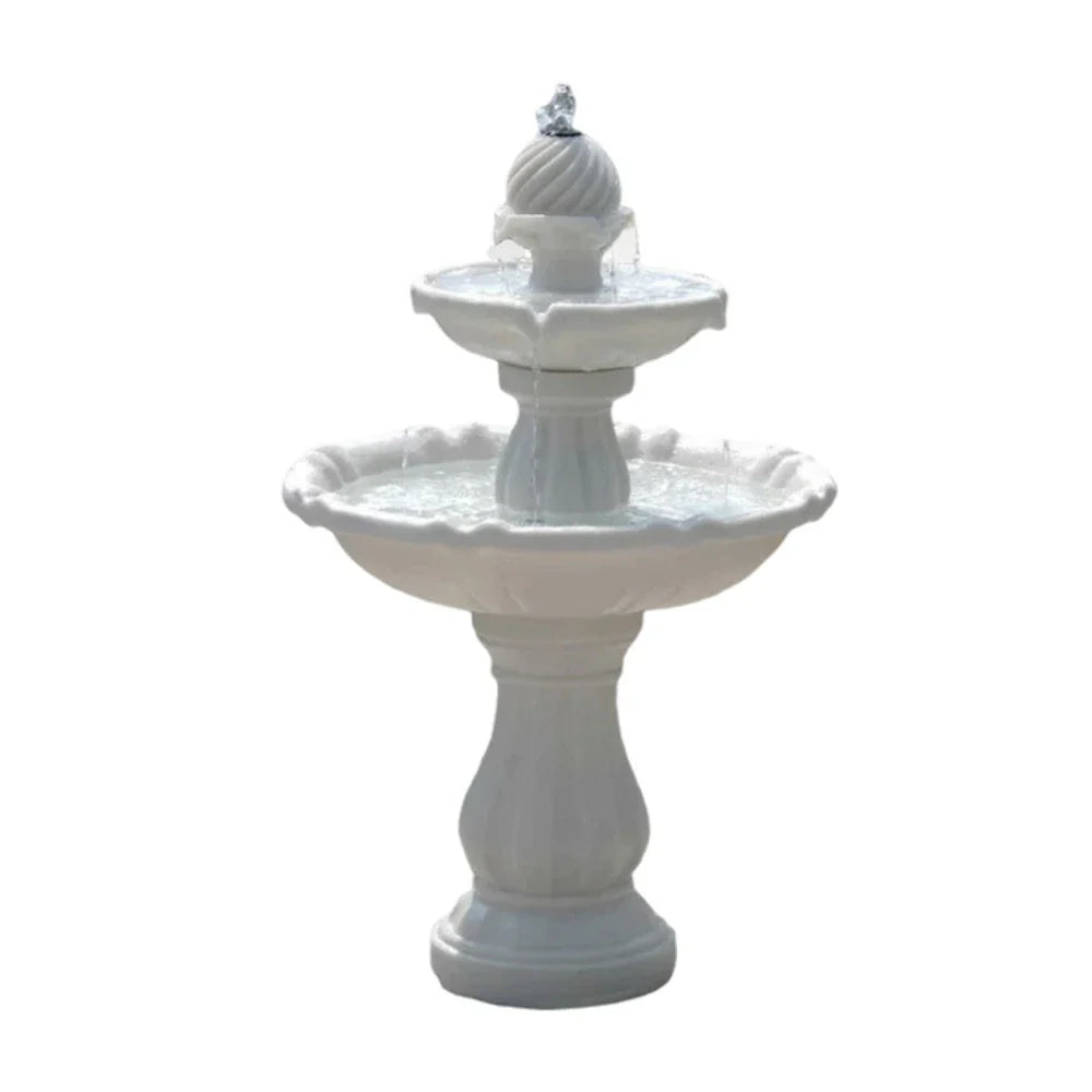 SOLARA Solar-Powered Water Fountain - Resin Fiberglass Sandstone Waterproof Durable Crack-Resistant in Cold Weather - White