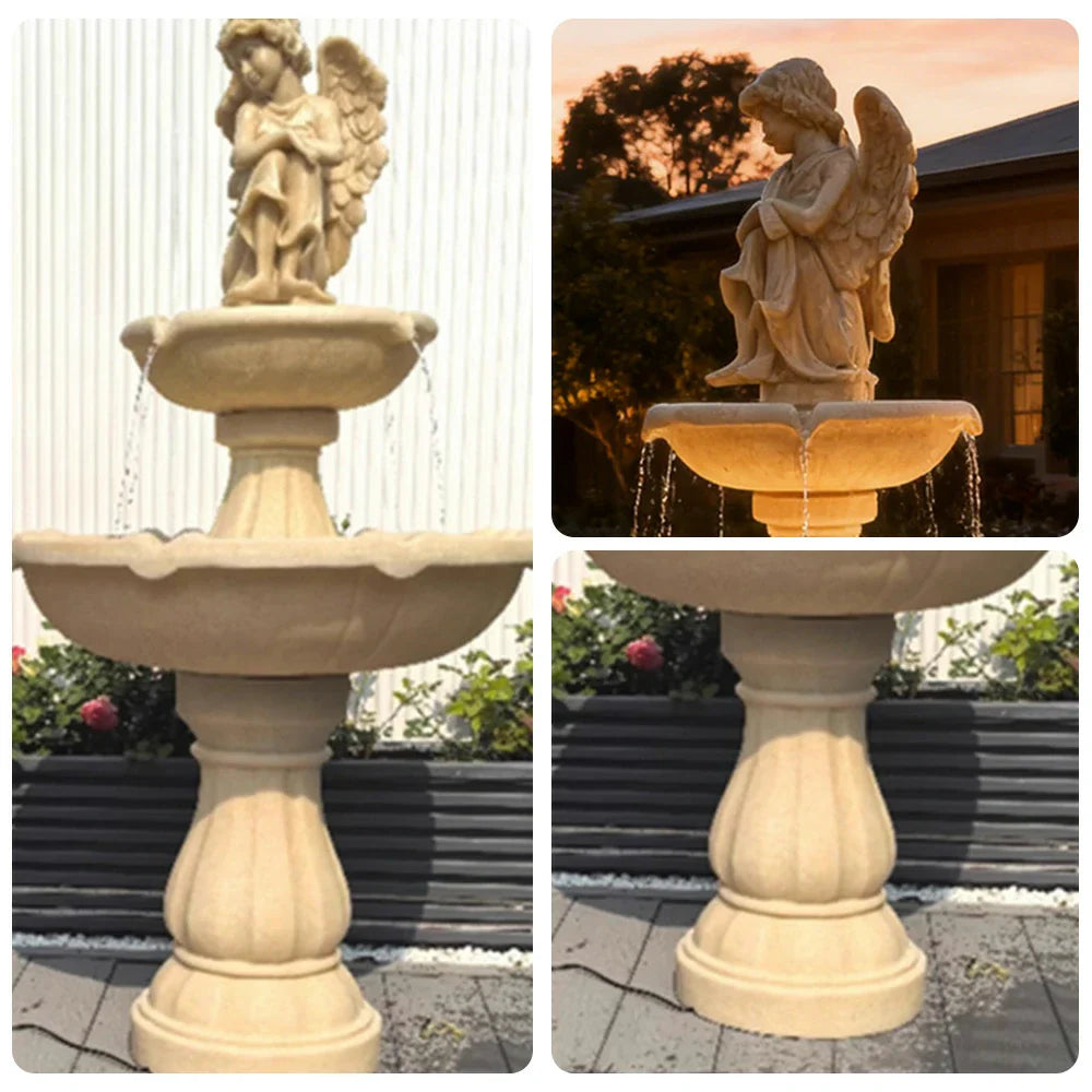 SOLARA Solar-Powered Fountain - Durable Resin Fiberglass Sandstone Waterproof Corrosion-Resistant Perfect for Outdoor Use