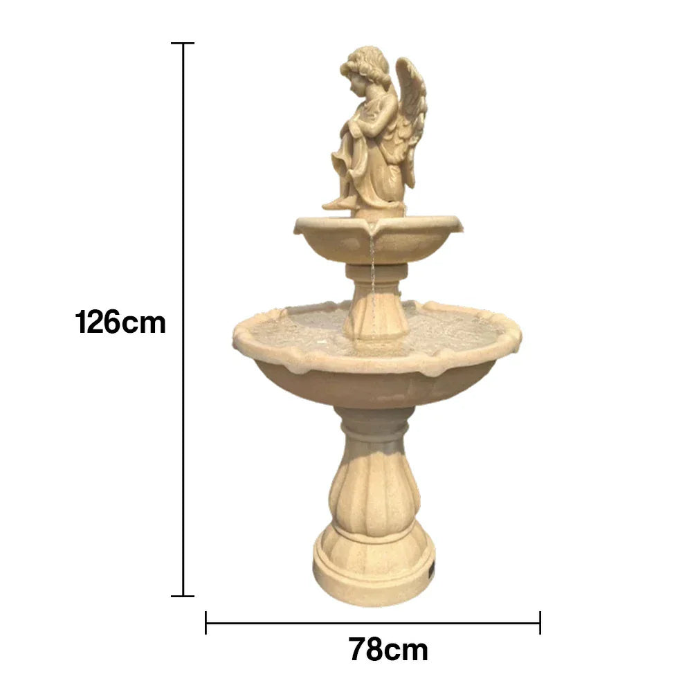 SOLARA Solar-Powered Fountain - Durable Resin Fiberglass Sandstone Waterproof Corrosion-Resistant Perfect for Outdoor Use
