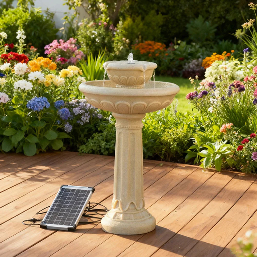 SOLARA Solar Water Feature - Weatherproof Resin Fiberglass Ideal for Gardens & Outdoor Spaces No Paint Durable
