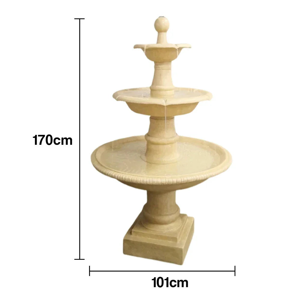 SOLARA Solar-Powered Garden Fountain Waterproof Corrosion-Resistant Resin Fiberglass Sandstone Winter-Proof