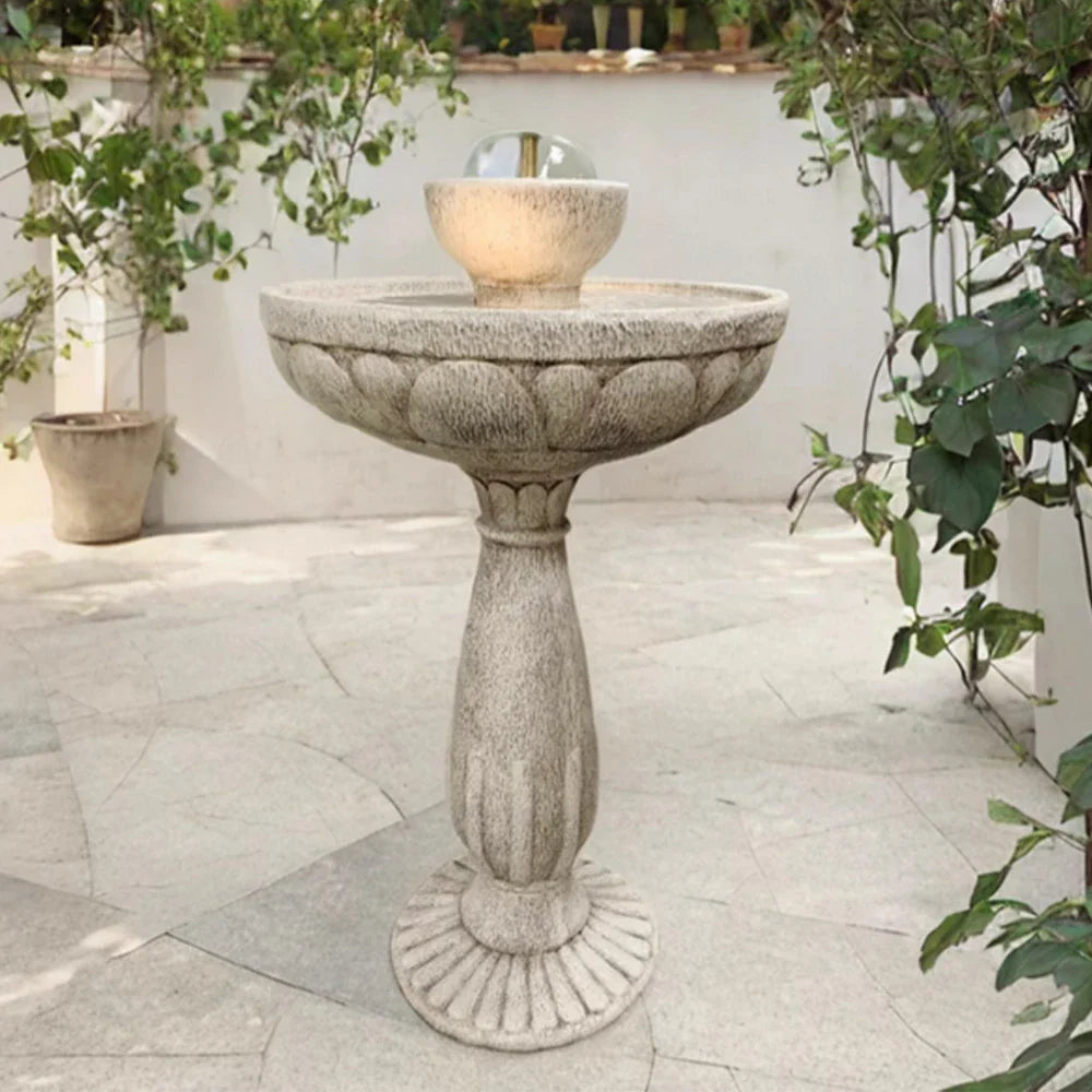 SOLARA Solar Fountain - Durable Resin Fiberglass No Paint UV-Resistant Low Maintenance Outdoor Use