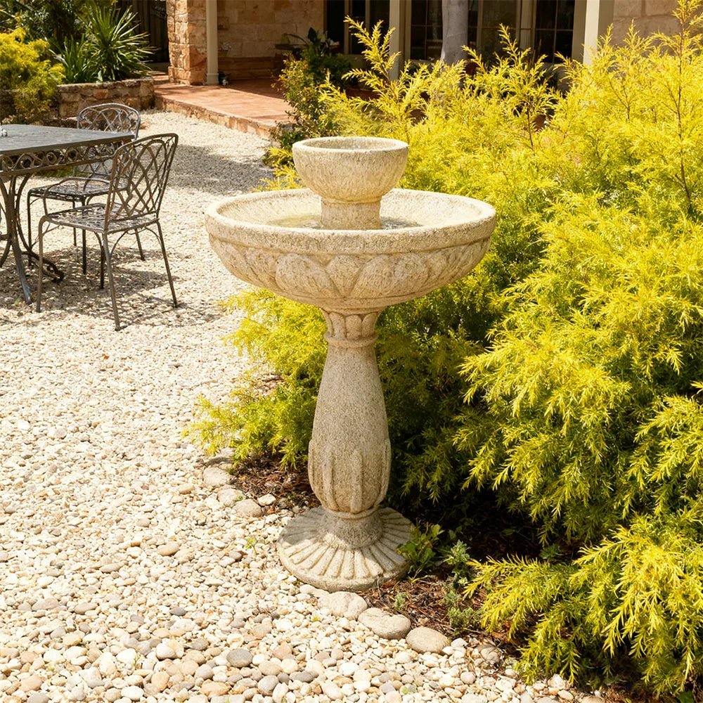 SOLARA Solar Fountain - Durable Resin Fiberglass No Paint UV-Resistant Low Maintenance Outdoor Use