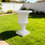 SOLARA Outdoor Pot UV-Resistant Waterproof Durable Resin Fiberglass Sandstone Sleek Modern Design - White