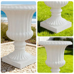 SOLARA Outdoor Pot UV-Resistant Waterproof Durable Resin Fiberglass Sandstone Sleek Modern Design - White