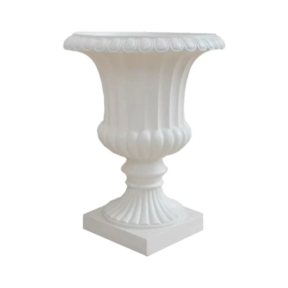 SOLARA Outdoor Pot UV-Resistant Waterproof Durable Resin Fiberglass Sandstone Sleek Modern Design - White