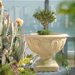 SOLARA Outdoor Pot - Resin Fiberglass Sandstone Waterproof Durable Sleek Modern Design UV-Resistant - Beige