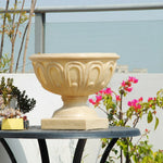 SOLARA Outdoor Pot - Resin Fiberglass Sandstone Waterproof Durable Sleek Modern Design UV-Resistant - Beige