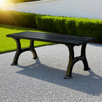 SOLARA Outdoor with Durable Weather-Resistant Wide Seat, Ergonomic - Structure Legs, Iron Finish Solid Bench Eco-Friendly - Black