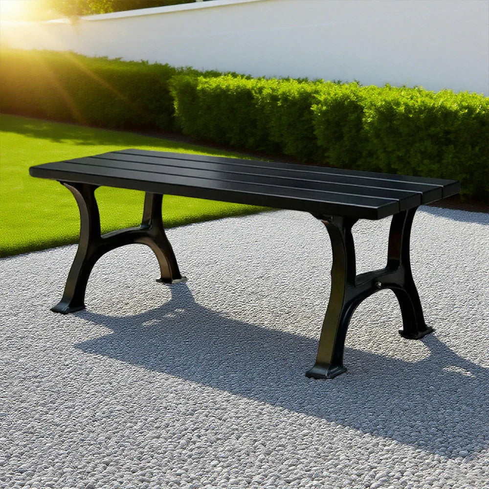 SOLARA Outdoor with Durable Weather-Resistant Wide Seat, Ergonomic - Structure Legs, Iron Finish Solid Bench Eco-Friendly - Black
